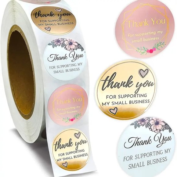 NEW 500 Stickers - Thank You For Supporting My Small Business Variety Stickers - Picture 1 of 4